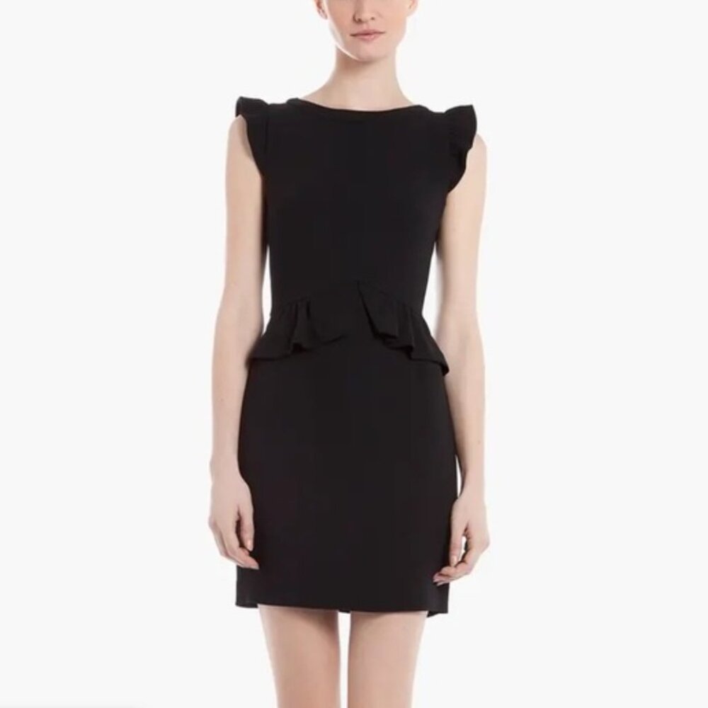 EUC Sandro 'resonance' Ruffle Sheath Dress In Noir Size Small
